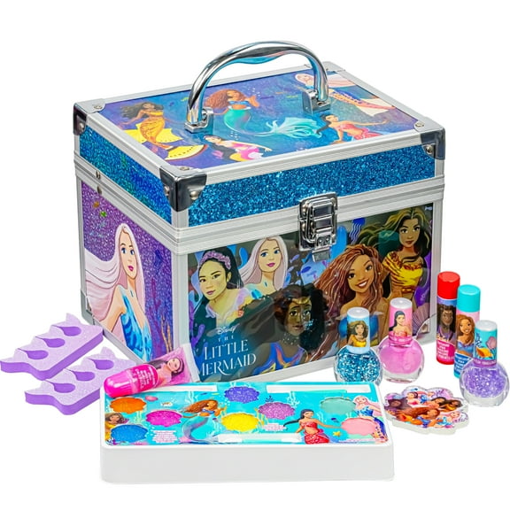 Disney Princess Little Mermaid Train Case Pretend Play Makeup Set for Girls Ages 3
