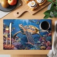 thumbnail image 2 of Coastal Turtle Placemats Set of 12 Turquoise Coral Tropical Ocean Animal Fish Place Mats Indoor Wipeable Table Mats Washable Dining Table Placemats for Kitchen Holiday Party Home Decor 13x19 Inch, 2 of 9