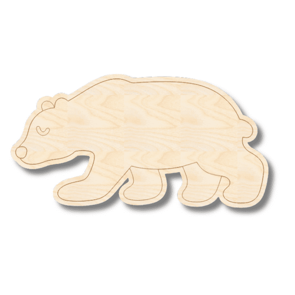 Unfinished Wood Etched Polar Bear Shape 5" / 1/4"