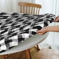 thumbnail image 5 of Round Fitted Tablecloth 52 Inch, White Buffalo Plaid Fitted Round Tablecloth Fitted Table Cloth Wipeable Tabletop Cover Wipe Clean Table Cover for Dining Table, Buffet Parties and Camping, 5 of 8