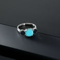thumbnail image 3 of Gem Stone King 925 Sterling Silver Green Turquoise and Black Onyx 3 Stone Engagement Ring for Women (2.95 Cttw, Gemstone, Cushion 8MM, Size 6), 3 of 5