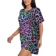 thumbnail image 2 of Naloa Rainbow Animal Skin Women's Short-Sleeved Pajama Set, Loungewear, Summer pajamas, Breathable Cozy - Large, 2 of 9