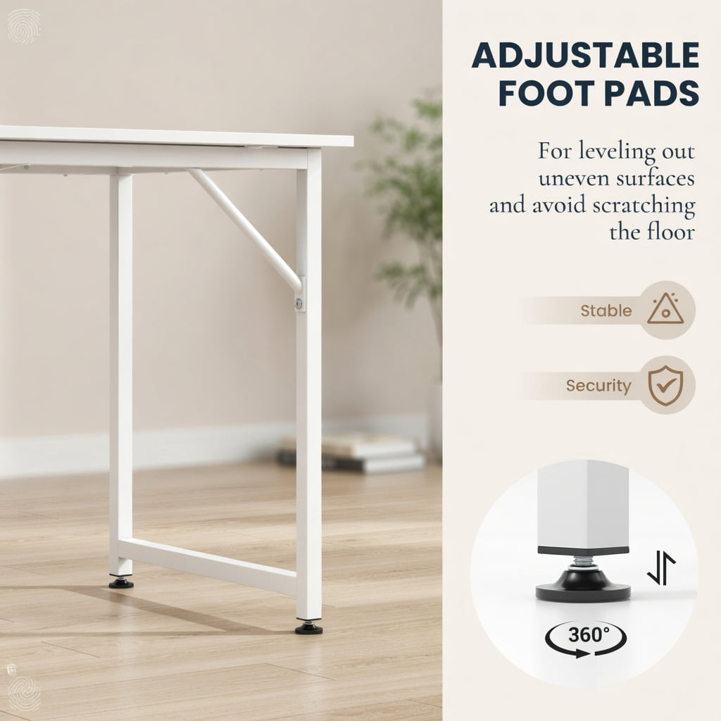 Demi Bonn L Shaped Computer Desk and Writing Workstation for Home and Office, White