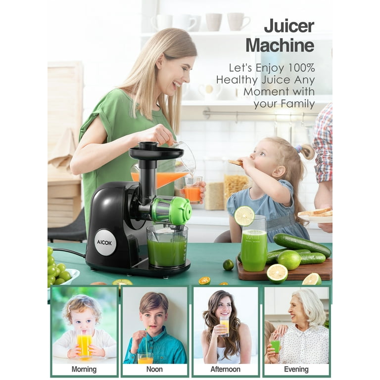 Aicok Juicer Machines, Slow Masticating Juicer Extractor Easy to Clean,  Cold Press Juicer with Brush, Juicer with Quiet Motor & Reverse Function,  for High Nutrient Fruit & Vegetable Juice 