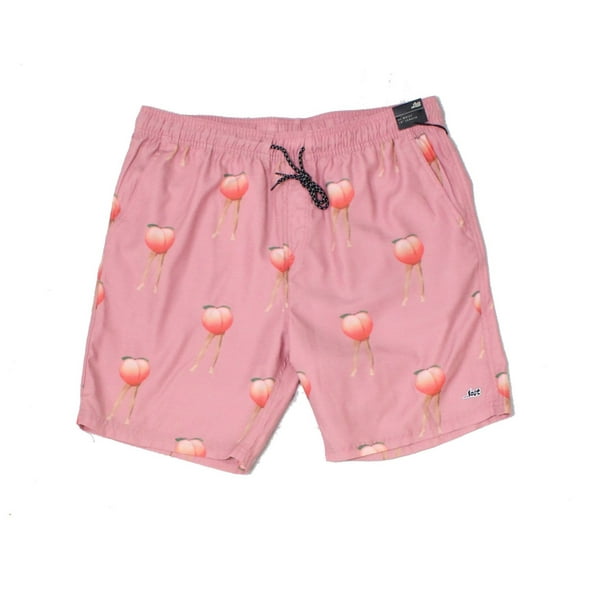 ...lost Shorts Mens Shorts Peach Print Drawstring Elastic Waist XL