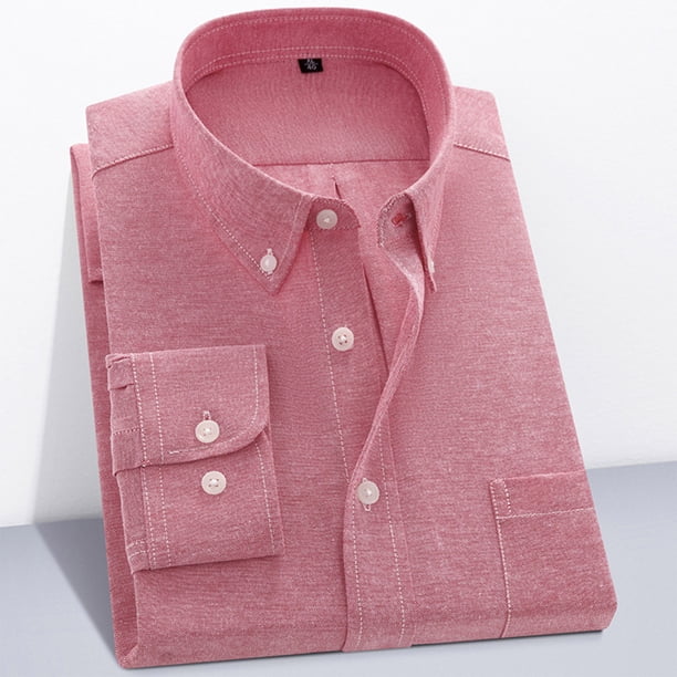 Blusa y camisa de manga larga con cuello vuelto para hombre, camisa informal de negocios a la moda con botones de color liso y cómoda, top de algodón para hombre