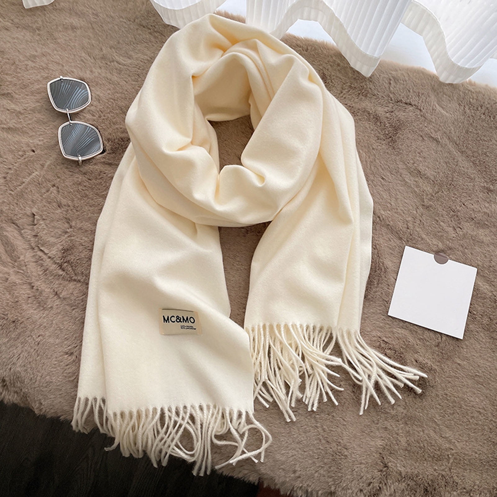 rygai Womens Scarves Scarf Shawl Tassel Design Thick Super Soft Pashmina  Comfortable Women Large Soft Imitation Cashmere Scarf for Outdoor 