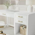 thumbnail image 6 of Martha Stewart Shaker Style Home Office Desk with 2 Side Drawers in White with Polished Brass Hardware, 6 of 13