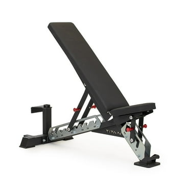 Titan Fitness TITAN Series Single Post Adjustable Bench, Supports 600 LB Incline, 1,000 LB Flat, Versatile Utility Bench for Home Gym Weightlifting Strength Training, 2.5" Thick HeftyGrip Vinyl Pad