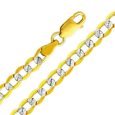 Jewelry 14k Two Tone Gold 4.2-mm Cuban Chain Necklace (20 inch)