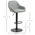 thumbnail image 3 of Homiyad Adjustable Bar Stools, Swivel Counter Height Barstools with Footrest and Back, PU Leather and Steel Round Base, for Kitchen Counter and Dining Room, Set of 2, Grey, 3 of 8