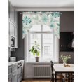 thumbnail image 3 of Teal Boho Swag Valances for Windows, Small Curtains Drapes, Vintage Pattern Ethnic Flower Tribal Leaf Kitchen Window Curtains Over Sink Window Treatment Valance for Bedroom/Bathroom 56"x36", 3 of 5