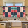thumbnail image 2 of Yayeee Kitchen Curtains Set of 2 Light Filtering 57"x24" Over Sink Window Panels, Red Teal Plaid, 2 of 7