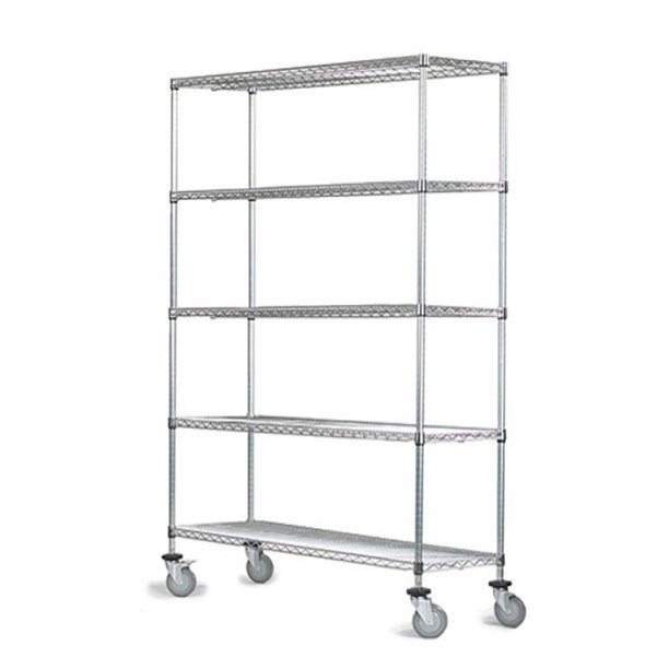 21" Deep x 24" Wide x 80" High 5 Tier Stainless Steel Wire Mobile