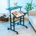 thumbnail image 3 of Gymax Mobile Stand up Desk Adjustable Computer Desk Tilting Workstation Black, 3 of 10