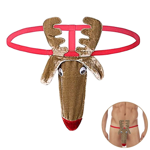 Hombres Navidad Sexy Reno Elk Hombres G Strings Tanga Ropa interior T Back Ropa interior erótica