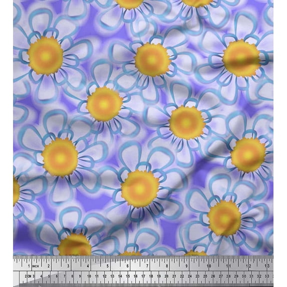 Soimoi Cotton Poplin Fabric Artistic Flower Print Sewing Fabric Yard 42 Inch Wide