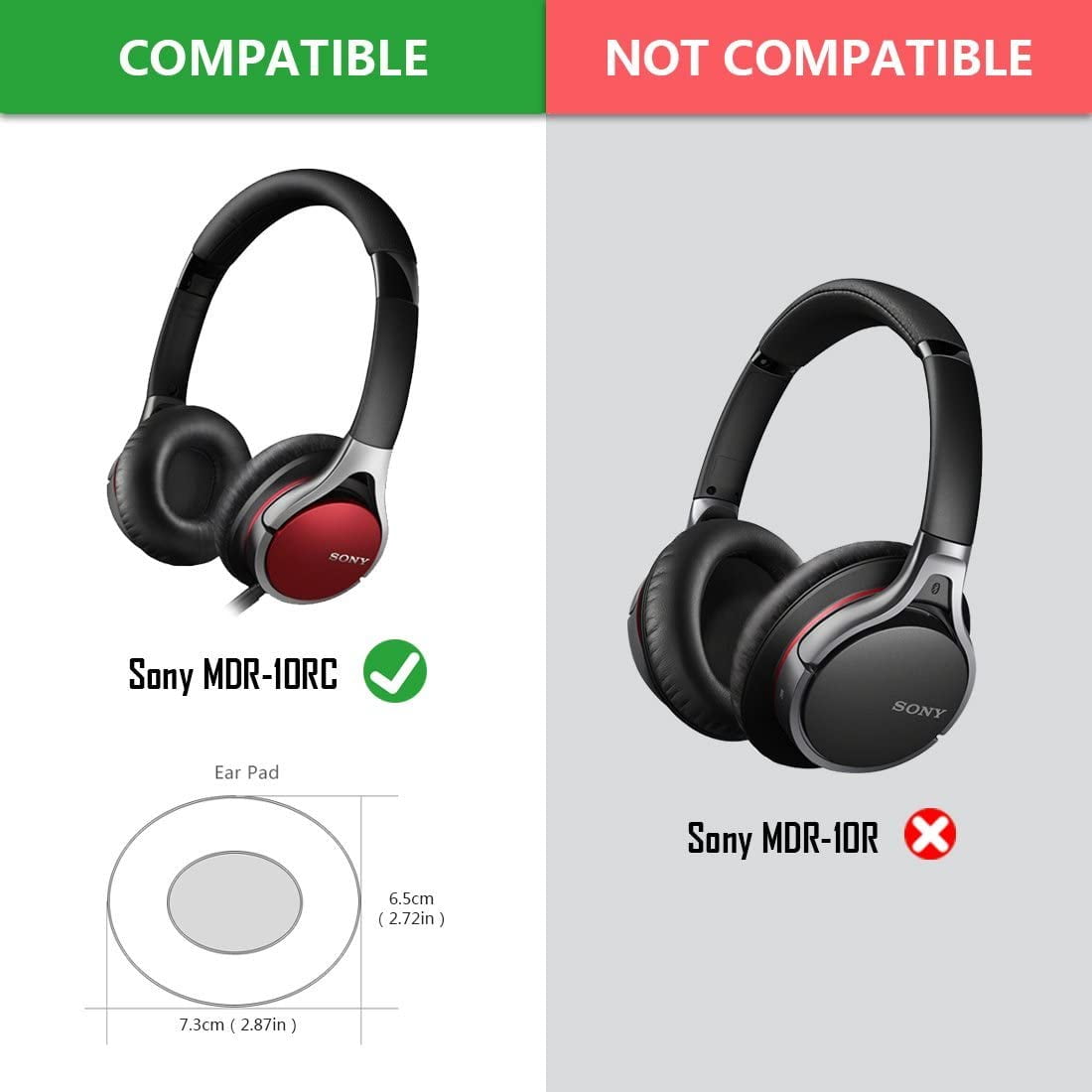 Black Geekria Earpad for Sony MDR-10RC Headphones Replacement Ear Pad//Ear Cushion//Ear Cups//Ear Cover//Earpads Repair Parts