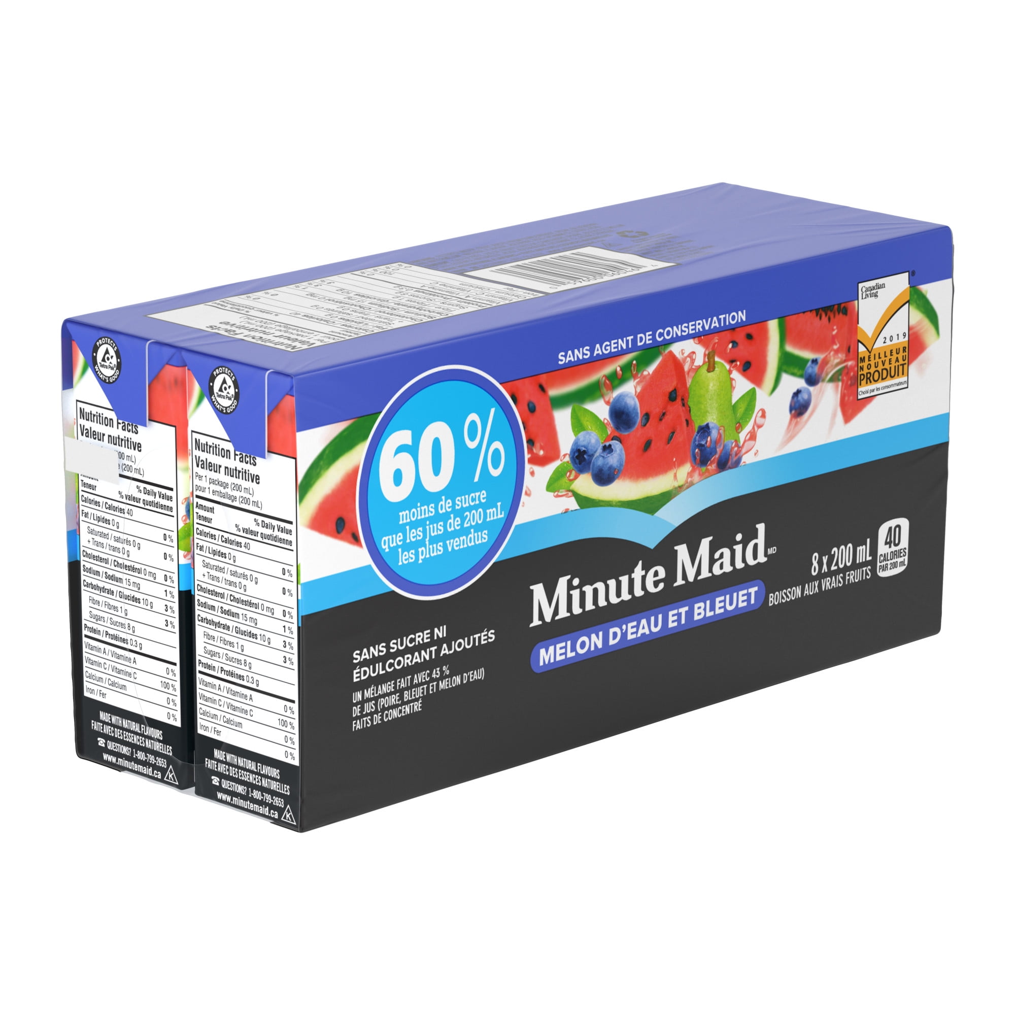 Minute Maid Watermelon Blueberry Cartons, 200 mL, 8 Pack, 200 x mL