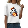 thumbnail image 2 of YLHFASHION T-shirt d'Halloween pour Femmes Manches Courtes Col Rond Imprimé Citrouille Décontracté Automne 2025 50 % de Réduction Liquidation T-shirt Manches Courtes pour Femmes, 2 of 4