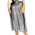 thumbnail image 1 of Ketyyh-chn99 Robes Fluides pour Femmes Robes de Soirée pour Mariage Longue Robe de Soirée Dos Nu Col en V Élégante Robe de Cocktail pour Fête Argent,m, 1 of 5