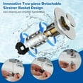 thumbnail image 3 of 3 Pack 3 in 1 Bathroom Sink Drain Strainer, Universal Pop Up Stopper with Removable Stainless Steel Filter Basket Hair Catcher, Sink Plug for 1.1''~2.36'' Basin, Brass Bullet Core, Rose Gold, 3 of 9
