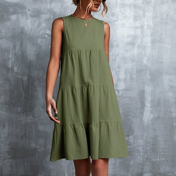 YFPWM Bohemian Dress for Women Polka Dot Dress Fall Maternity Dress Shift Dress Leather Dress Champagne Dress Holiday Summer Solid Color Round Neck Sleeveless Party Beach Dress