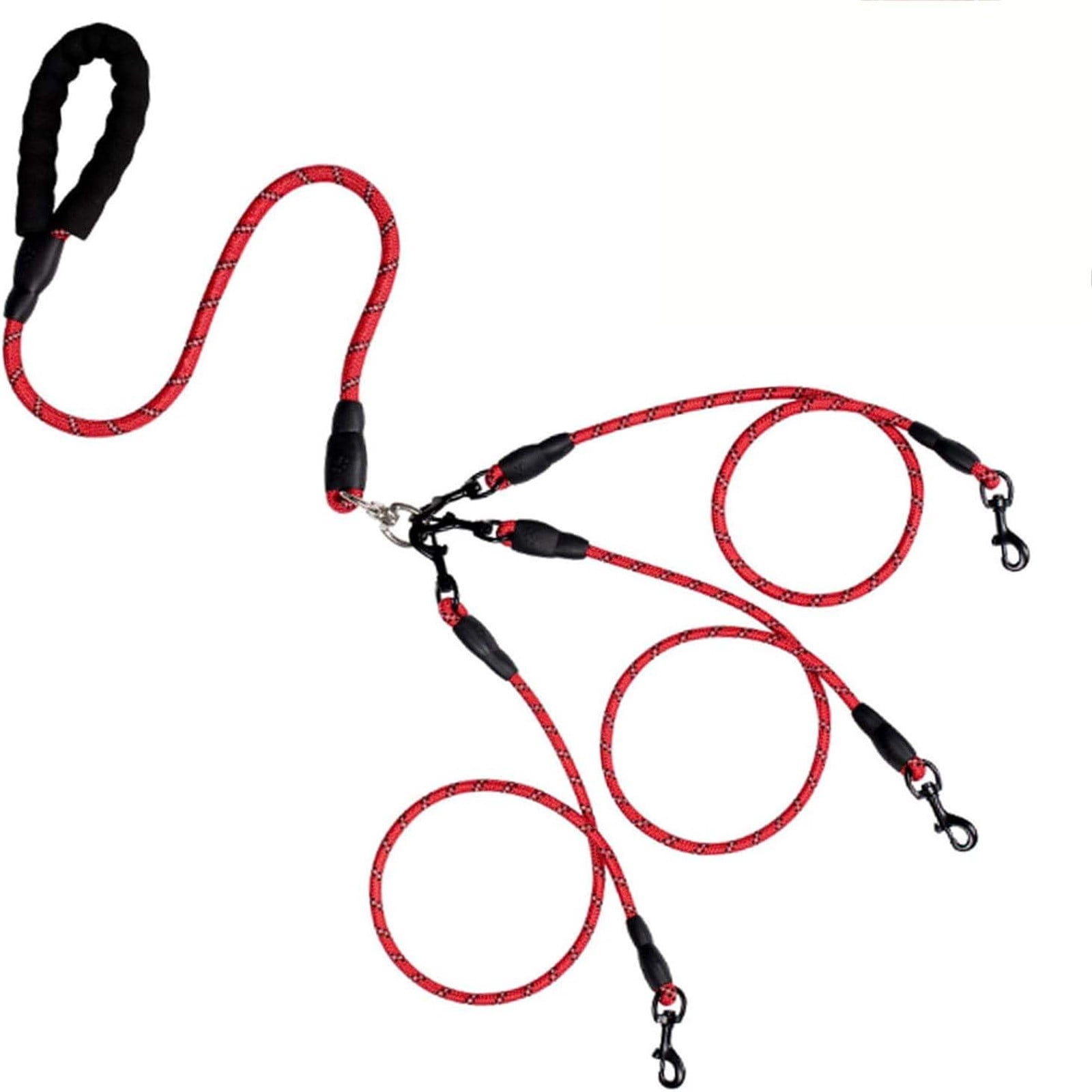 Multi Dog Leash with Padded Handle, ZZkhGO Heavy-Duty Dual Lead Rope for Two Dogs, 360° Swivel No Nylon Reflective Leash for Walking Hiking Running, Red