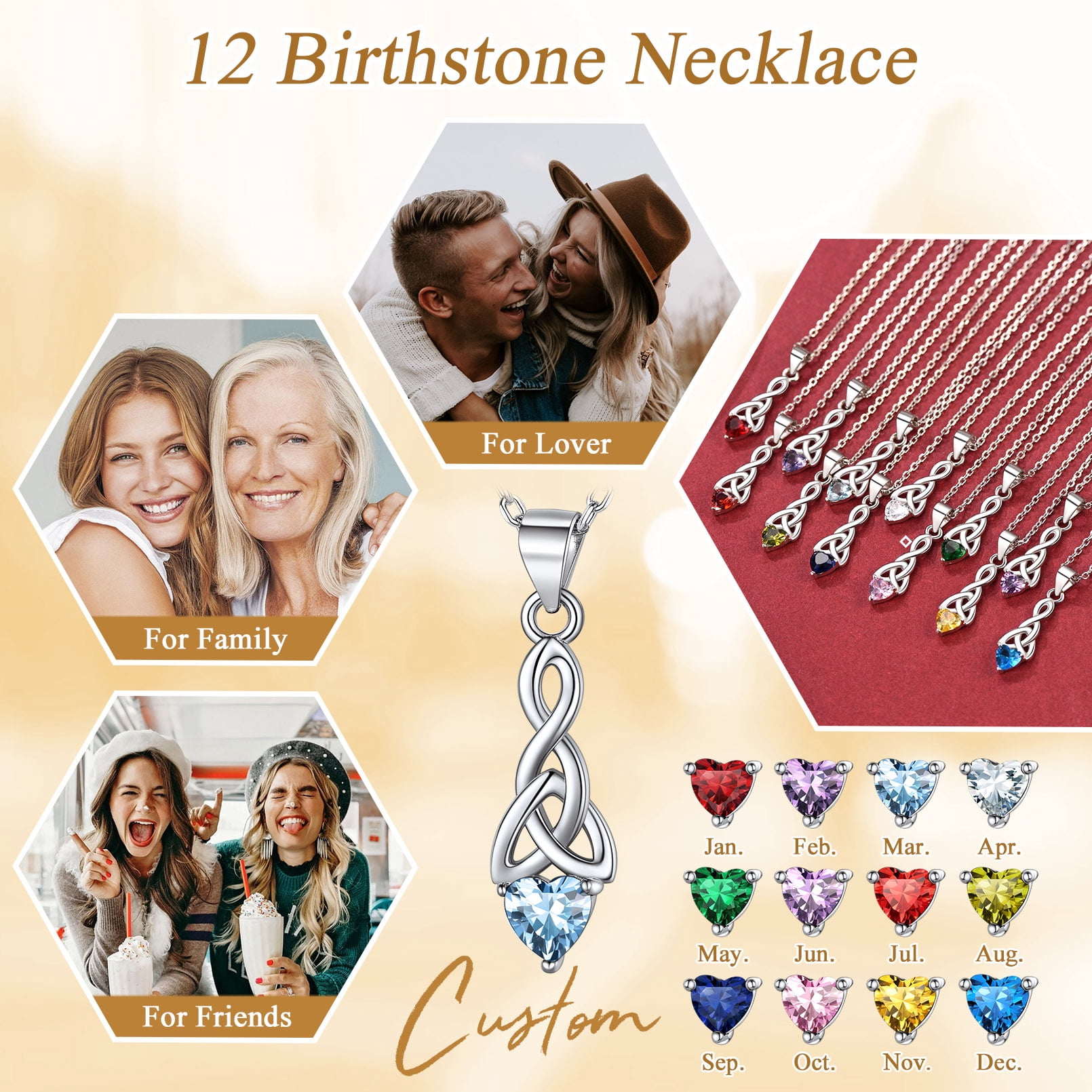 FaithHeart March Birthstone Heart Necklace for Women Celtic Knot Pendant Necklace 925 Sterling Silver Mother Daughter Christmas Birthday Jewelry Gift
