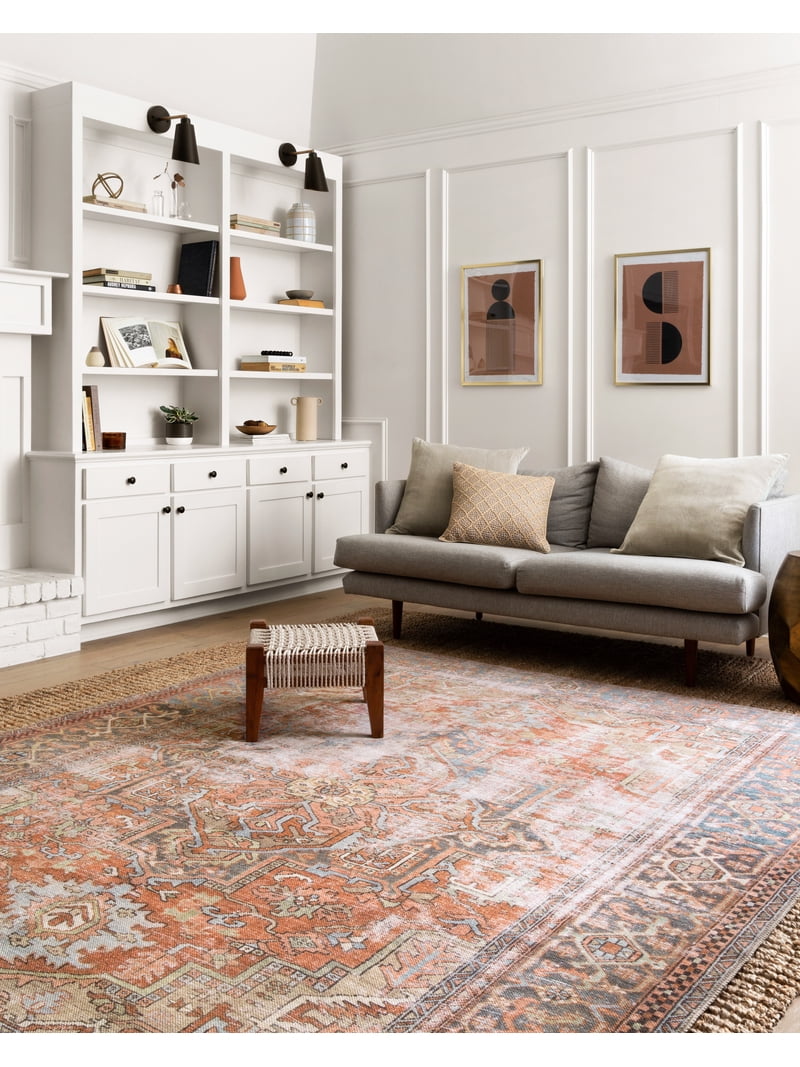 Loloi II Loren Collection LQ-15 Terracotta / Sky Oriental Area Rug