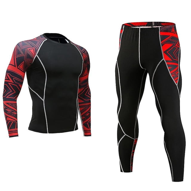 2 unids/set hombres impreso chándal camisa pantalones entrenamiento Rashguard medias
