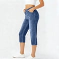 thumbnail image 4 of Hurxie Jean Capri Pants for Women High Waisted Ripped Skinny Jeans Stretchy Denim Capris Cropped Jeggings with Pockets Navy,2XL, 4 of 6