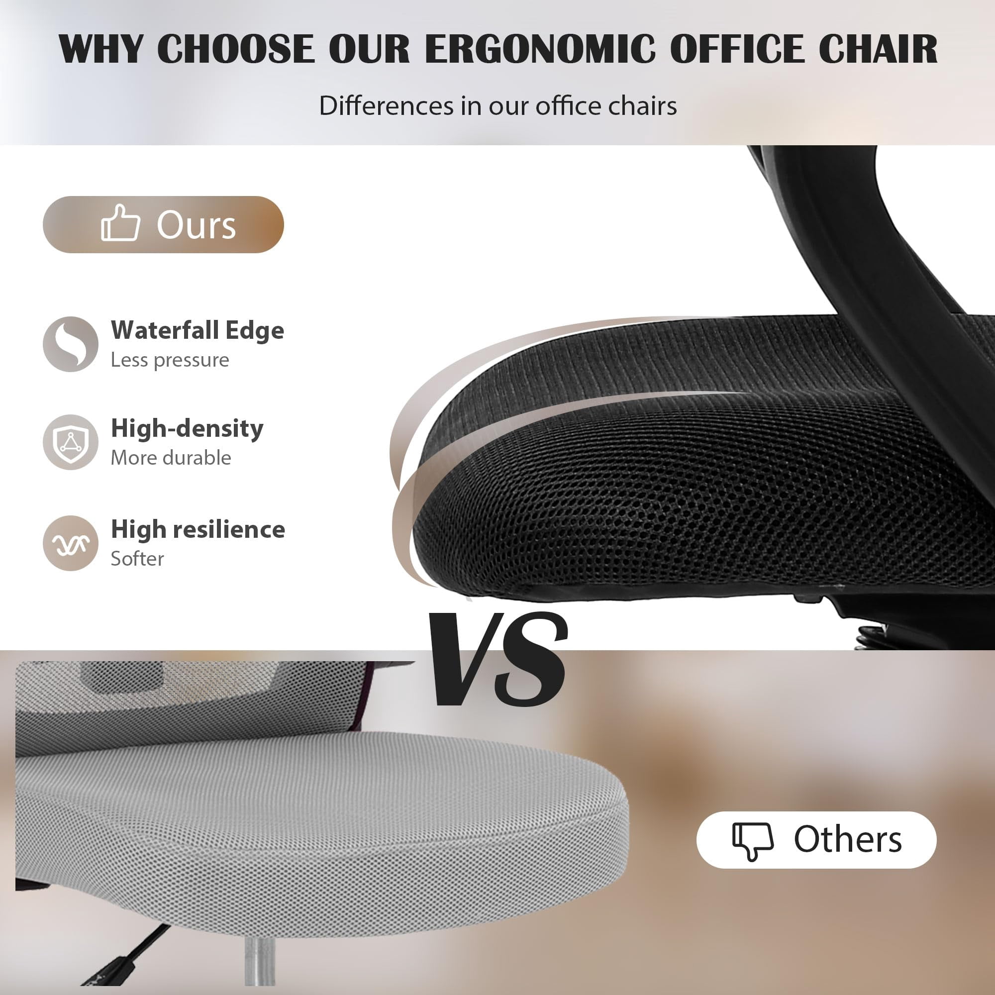 CL.HPAHKL Ergonomic Office Chair Set of 2, Mesh Computer Desk Chair with Mid-Back Support & Armrests, Adjustable Height Swivel Task Chair for Home Office, Study, Gaming, Black