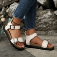 thumbnail image 2 of Dakaela Women's Cork Footbed Sandals Leather Comfortable Arch Support Slip on Summer Slides with Adjustable Ankle Buckles Size 6, 2 of 9