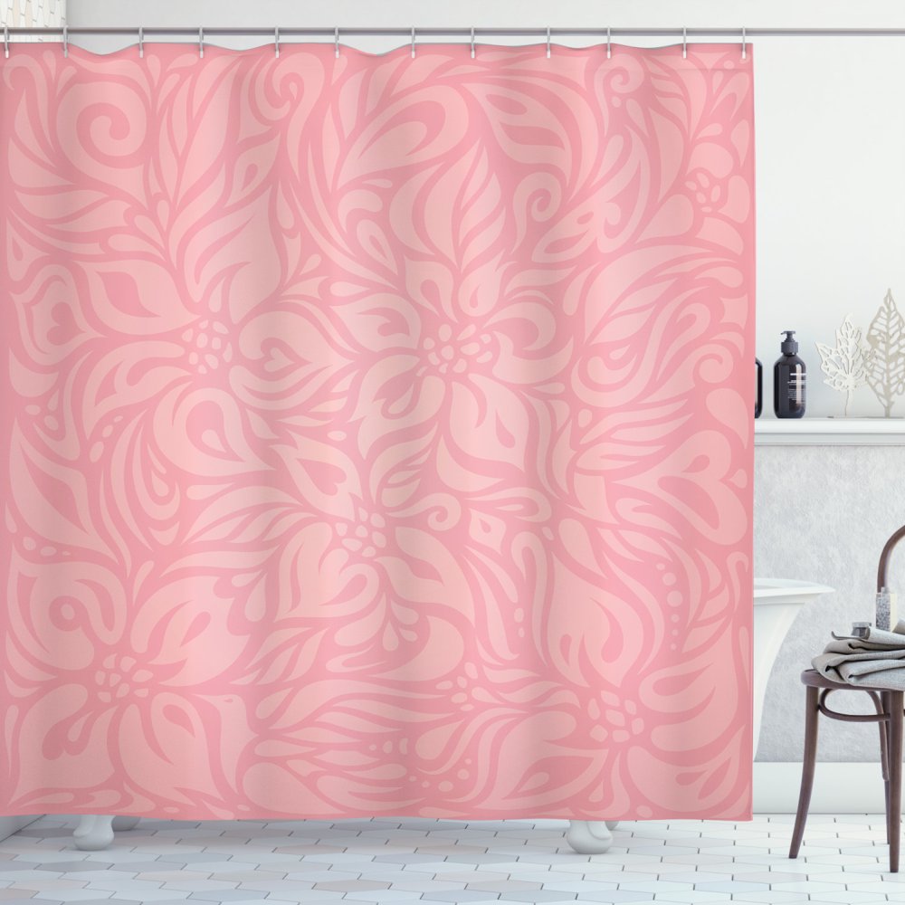 Peach Shower Curtain, Floral Arrangement with Wildflowers and Leaves
