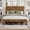 Brown, variant on King Size Farmhouse Wooden Bed Frame with Headboard, Boho Platform Bedframe Sturdy Metal Slats Support, No Spring Mattress, Noisy Free, Easy Assembly (King, White)