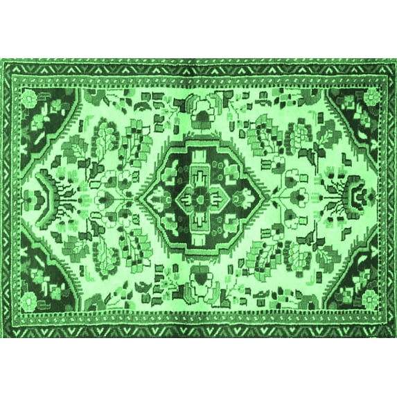 Ahgly Company Indoor Rectangle Persian Emerald Green Traditional Area Rugs, 7' x 10'
