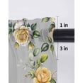 thumbnail image 6 of Yellow Rose Tier Curtains 24 Inch Length,Sheer Curtains for Bedroom Living Room Window Vintage Country Botanical Floral Vines Rod Pocket Drapes Kitchen Curtains Small Half Window 27.5"x24" 2 Panels, 6 of 6