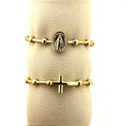 18k Solid Yellow Gold Open Rosary Medal Ring