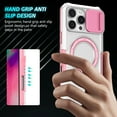 thumbnail image 2 of Dteck Magnetic Case for iPhone 16,Shockproof Silicone Case Compatible with MagSafe Slide Lens Protectio Ring Holder Kickstand Cover for iPhone 16,White/Pink, 2 of 10