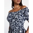 thumbnail image 5 of Time and Tru Women's and Women's Plus Peasant Mini Dress With Puff Sleeves, Sizes XS-4X, 5 of 6