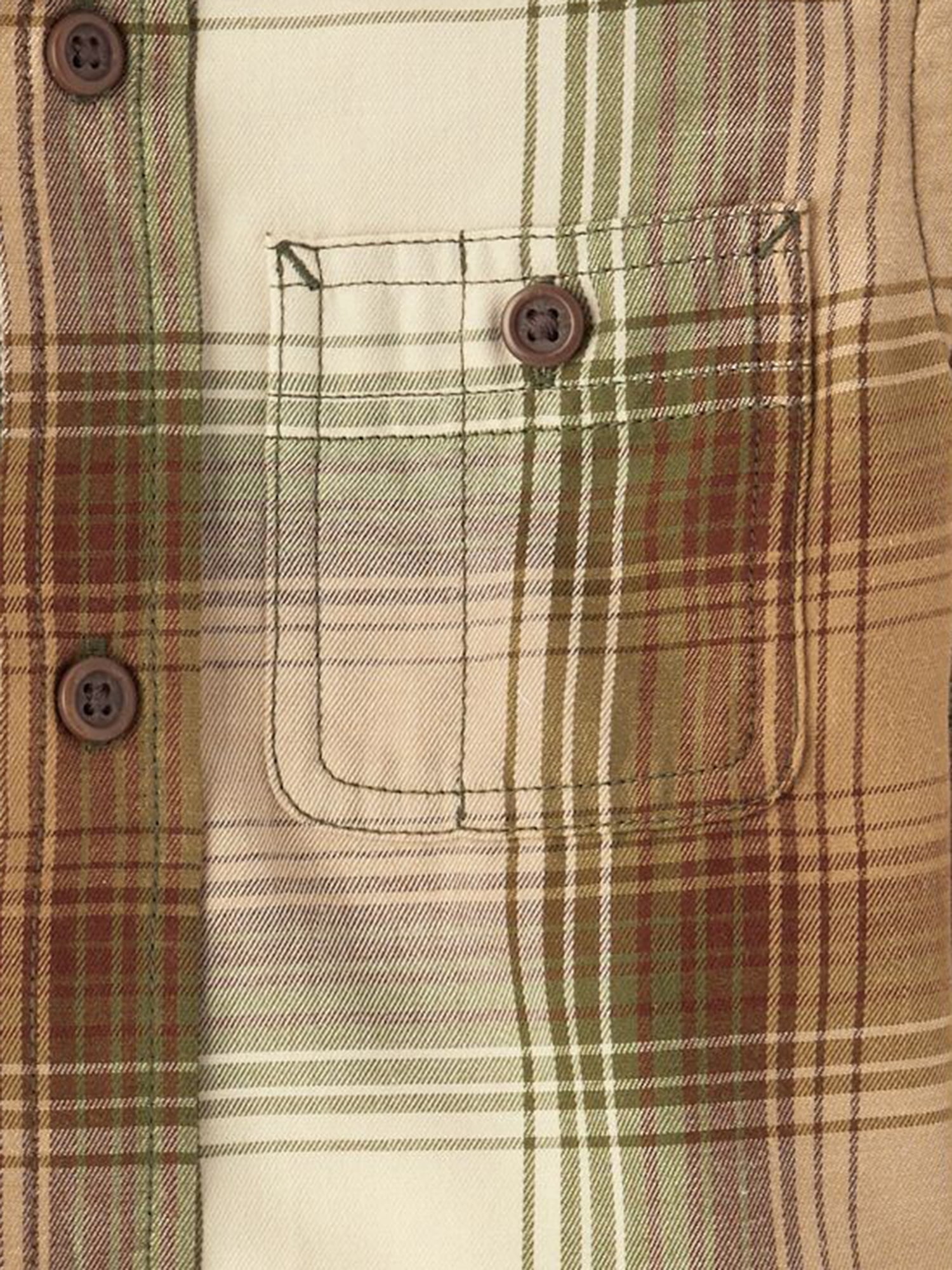 The Children's Place Boys Long Sleeve Green Plaid Flannel Shirt, Sizes XS-XXL