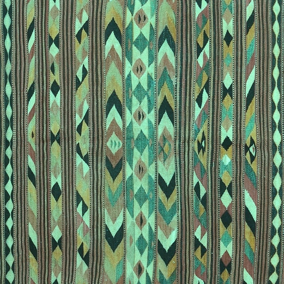 Ahgly Company Indoor Square Oriental Turquoise Blue Traditional Area Rugs, 6' Square