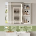 thumbnail image 3 of Wall Mounted Bathroom Medicine Cabinet with Sliding Mirror and Led Lights,White Storage Mirror Cabinet with Adjustable Storage Shelves,27.6x23.62 inch, 3 of 9