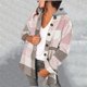 thumbnail image 4 of Gibobby Chaquetas de forro polar con cierre Chaqueta de mujer Moda Otoño Invierno Abrigos Sudadera con capucha Abrigo de lana Impresión a cuadros Blusa con capucha Tops (Rosa, S), 4 of 5