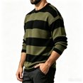 thumbnail image 2 of Men's Fall Winter Crewneck Striped Knit Pullover Sweater, Loose Fit Color Block Knit Long Sleeve Casual Top for Daily Wear , L, 2 of 6