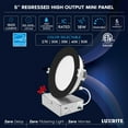 thumbnail image 7 of Luxrite 5 Inch LED Recessed Ceiling Light, 18W, 5CCT 2700K-5000K, 1600LM, Dimmable - Black, 7 of 7