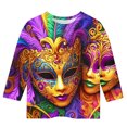 thumbnail image 4 of Spazoro Kids Child Girls Casual T-Shirts Tee, Summer Crew Neck Mardi Gras Print 3/4 Sleeve Fashion Loose Tops Trousers for Girls Multicolor Size 3-4 T, 4 of 5