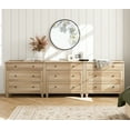 thumbnail image 1 of WAMPAT 9 Drawer Dresser, Kids Bedroom Dresser, Wide Wooden Chest of Drawers, Mid Century Modern Storage Cabinet, Large Wood Dresser for Living Room, Nursery, Hallway, Oak, 3 Pack, 1 of 9