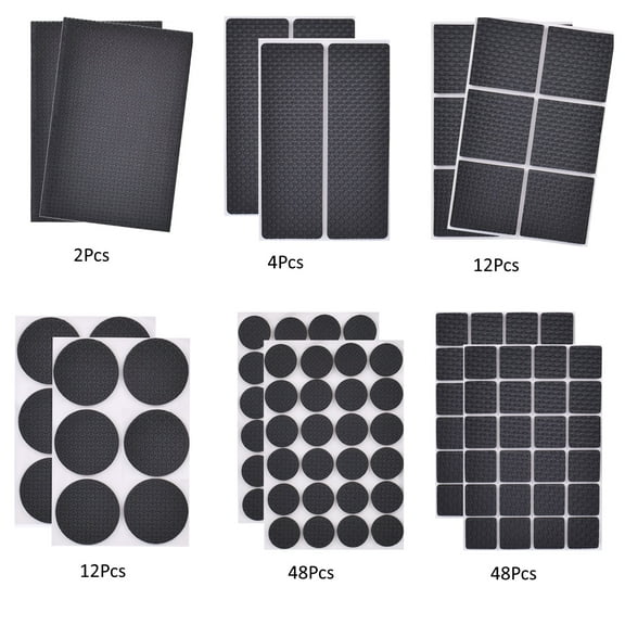 126-Piece Premium Anti-Slip Furniture Grippers – Non-Slip Chair Leg Pads for Hardwood Floors, Self-Adhesive Rubber & Felt Pads (Round, Square, Rectangle)
